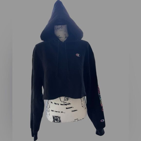 Champion Cropped Hoodie Sweatshirt Women Sz Med EUC - Picture 2 of 7